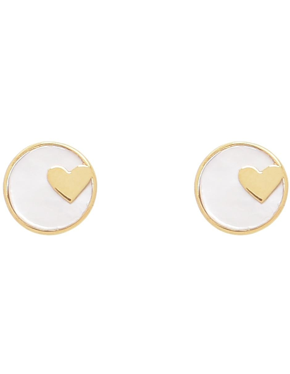 Broqueles circulares de oro amarillo 14 K con acabado brillante madre perla 1