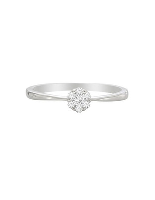 Anillo de flor 14 k de oro blanco diamante brillante Anillo de flor 14 k de oro blanco diamante brillante