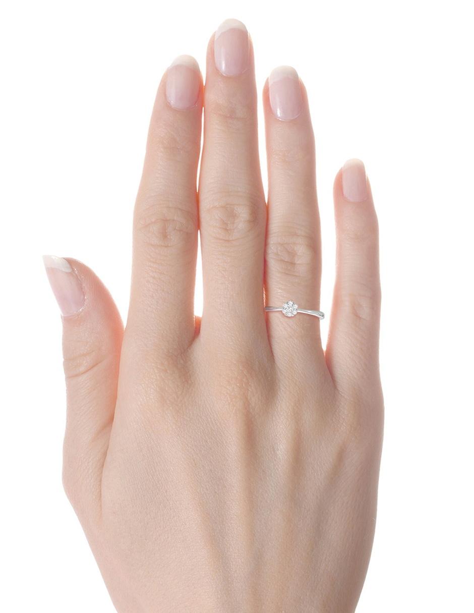 Anillo de flor 14 k de oro blanco diamante brillante