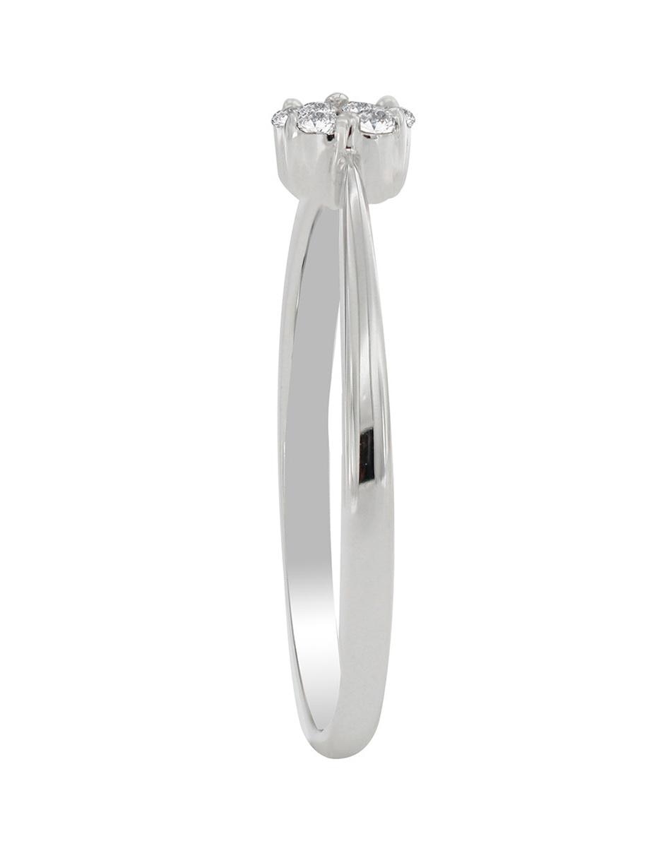 Anillo de flor 14 k de oro blanco diamante brillante