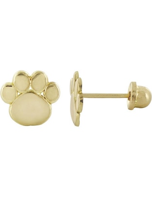 Broqueles de huella D Cadena de oro con acabado brillante zirconia