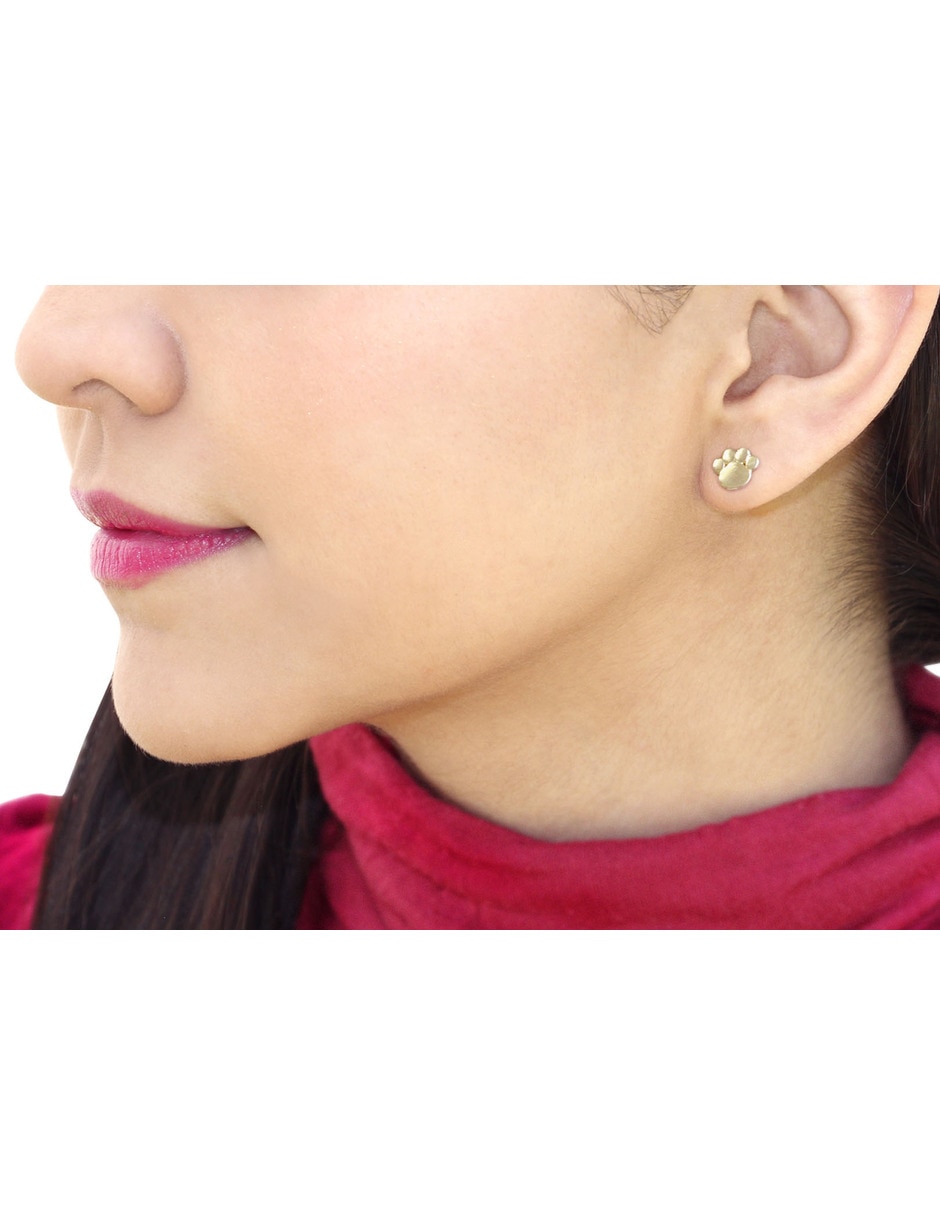 Broqueles de huella de oro con acabado brillante zirconia