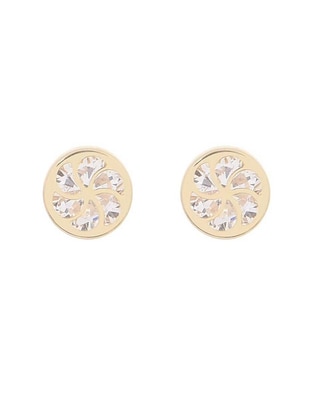 Broqueles Roca de oro con acabado brillante zirconia