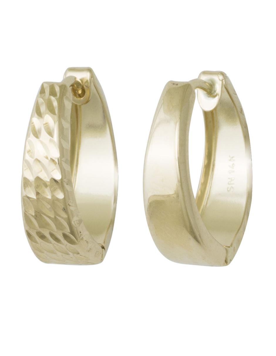 Aretes de oro amarillo 14 K con acabado diamantado 1