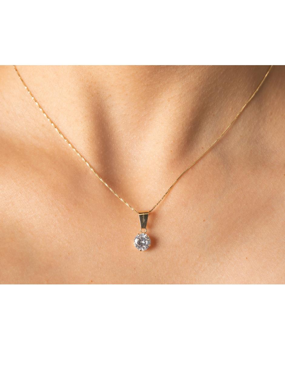 Dije de oro amarillo 14 K zirconia