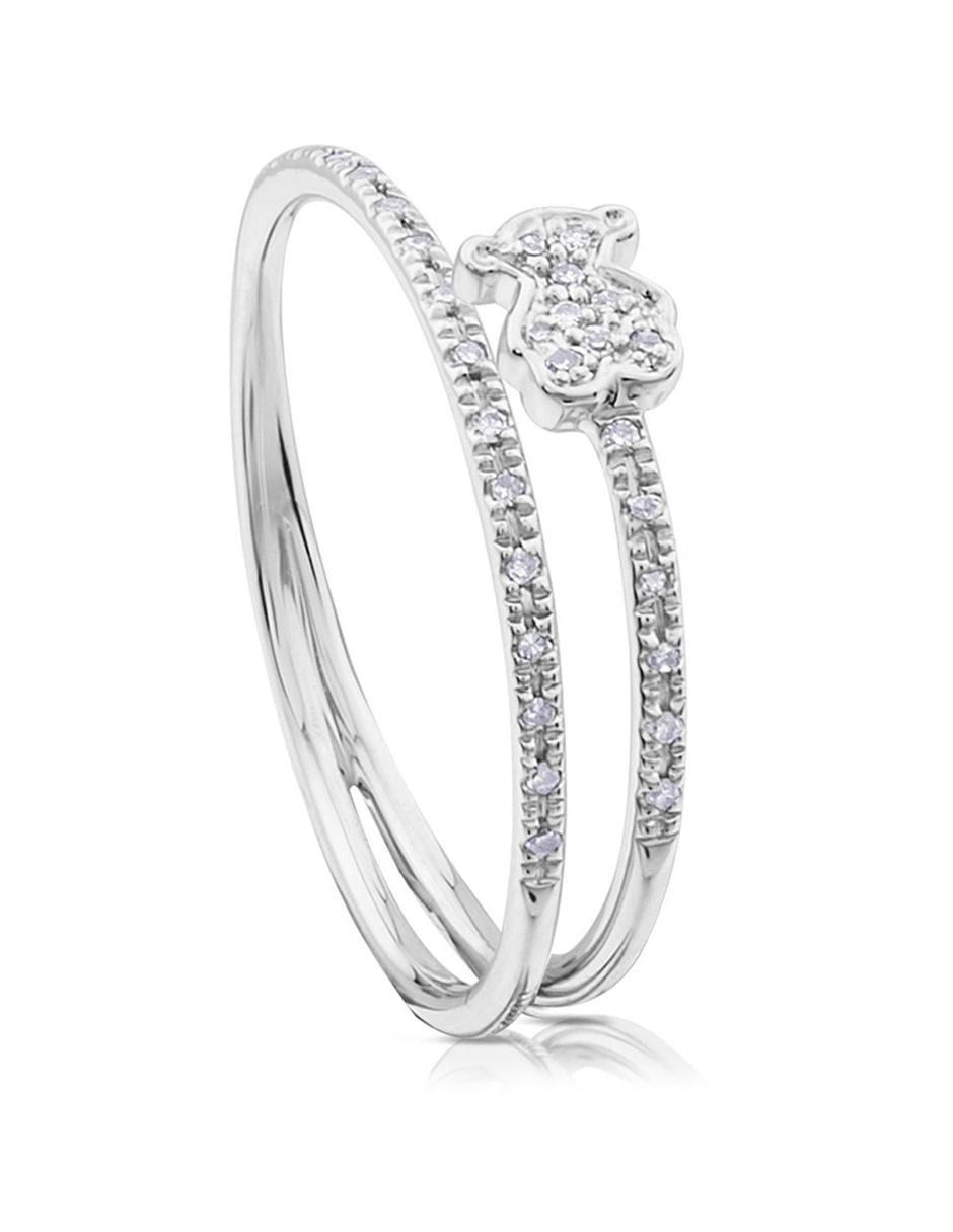 Anillo de oso 18 k de oro blanco diamante brillante