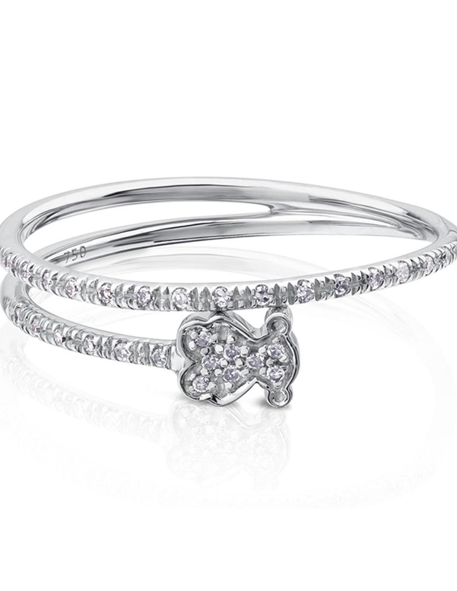 Anillo de oso 18 k de oro blanco diamante brillante