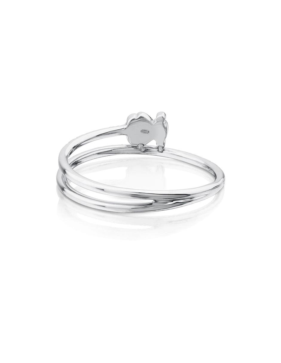 Anillo de oso 18 k de oro blanco diamante brillante