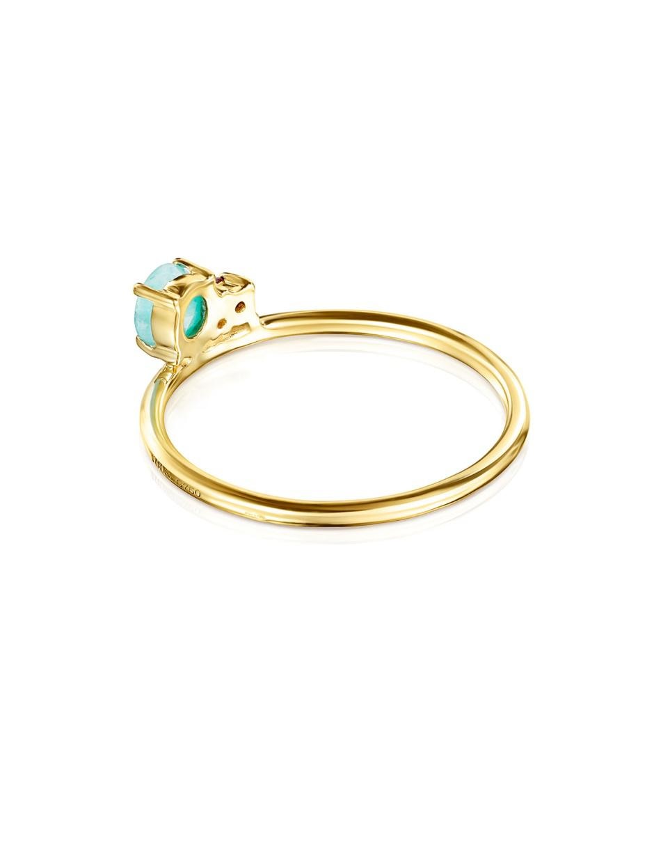 Anillo redondo Ivette 18 k de oro amarillo rubí pavé