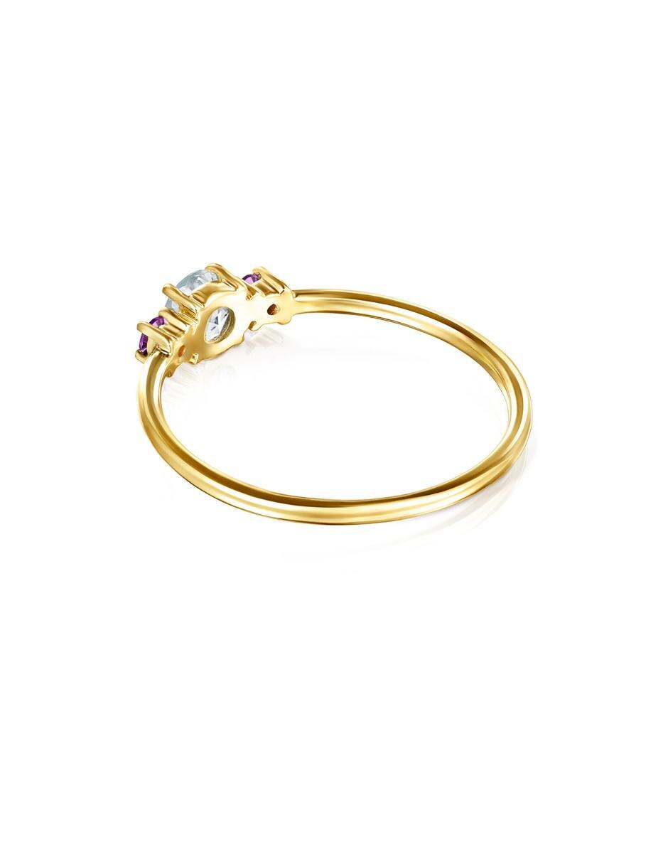 Anillo redondo Ivette 18 k de oro amarillo amatista pavé 3
