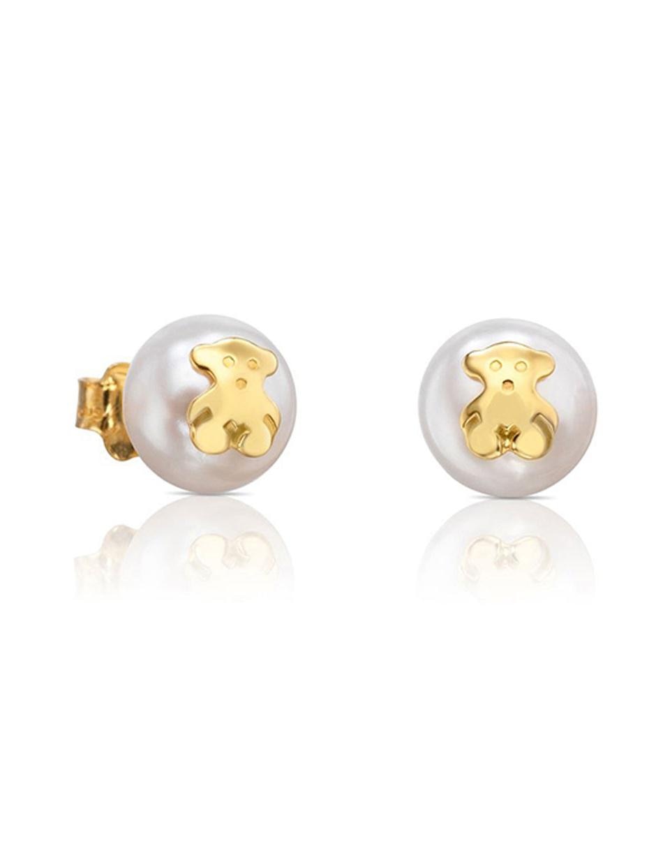 Broqueles de oro amarillo 18 K con acabado lustre perla Broqueles de oro amarillo 18 K con acabado lustre perla