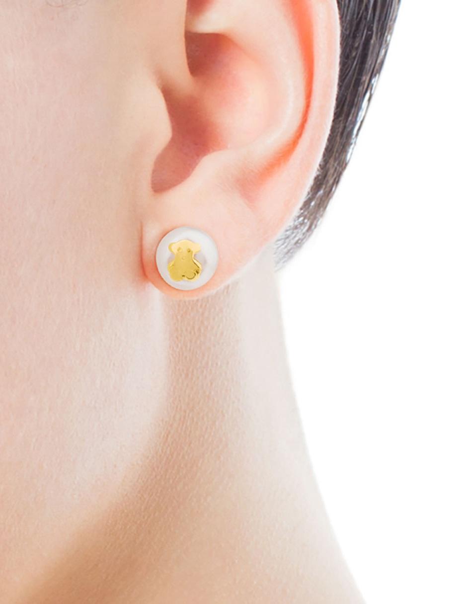 Broqueles de oro amarillo 18 K con acabado lustre perla 3