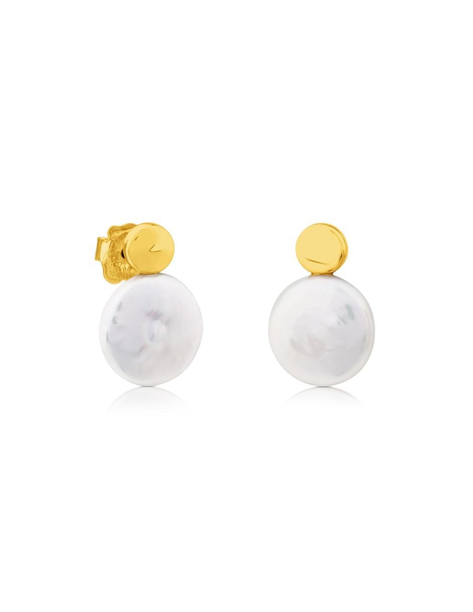 Broqueles de oro amarillo 18 K con acabado lustre perla