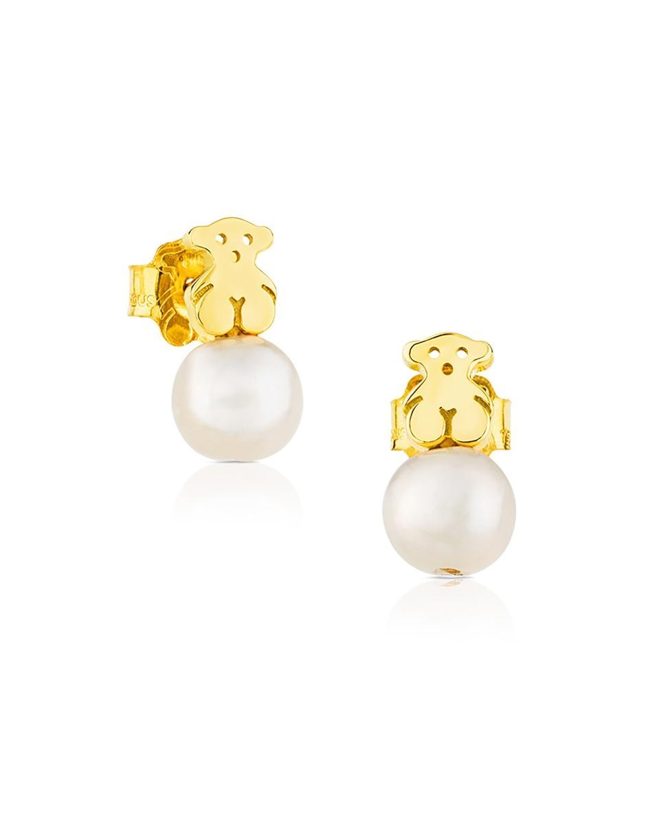 Broqueles de oro amarillo 18 K con acabado lustre perla