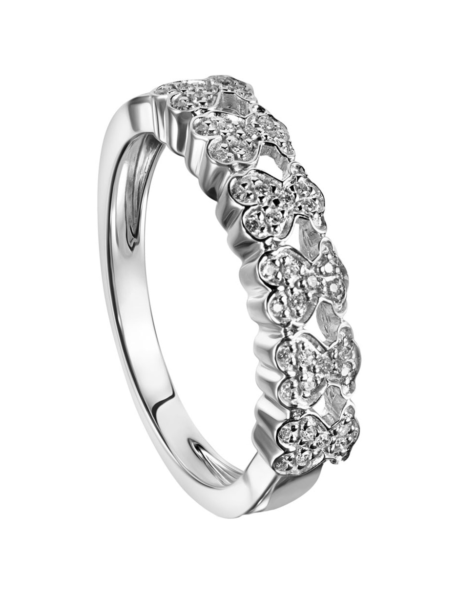 Anillo de oso Puppies 18 k de oro blanco diamante brillante