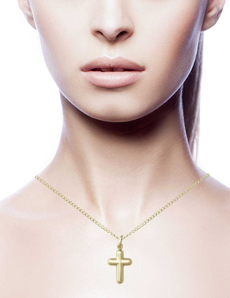 Dije de cruz de oro amarillo 14 K