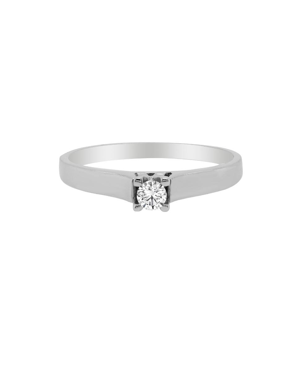 Solitario de oro blanco 14 k diamante