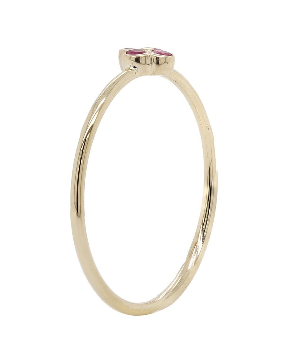 Anillo de flor 14 k de oro amarillo rubí brillante