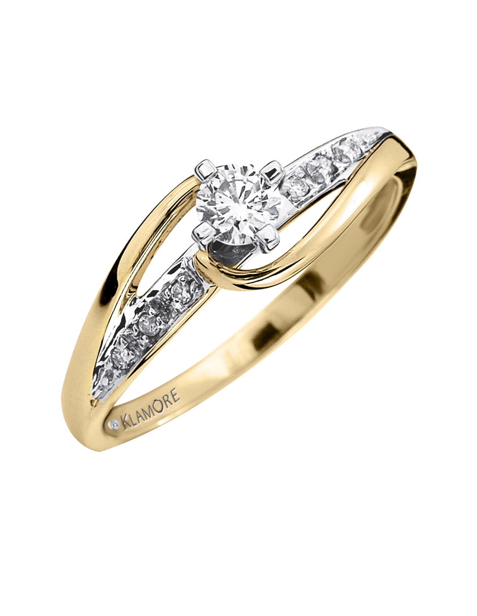 Solitario de oro 14 k Amber diamante 2