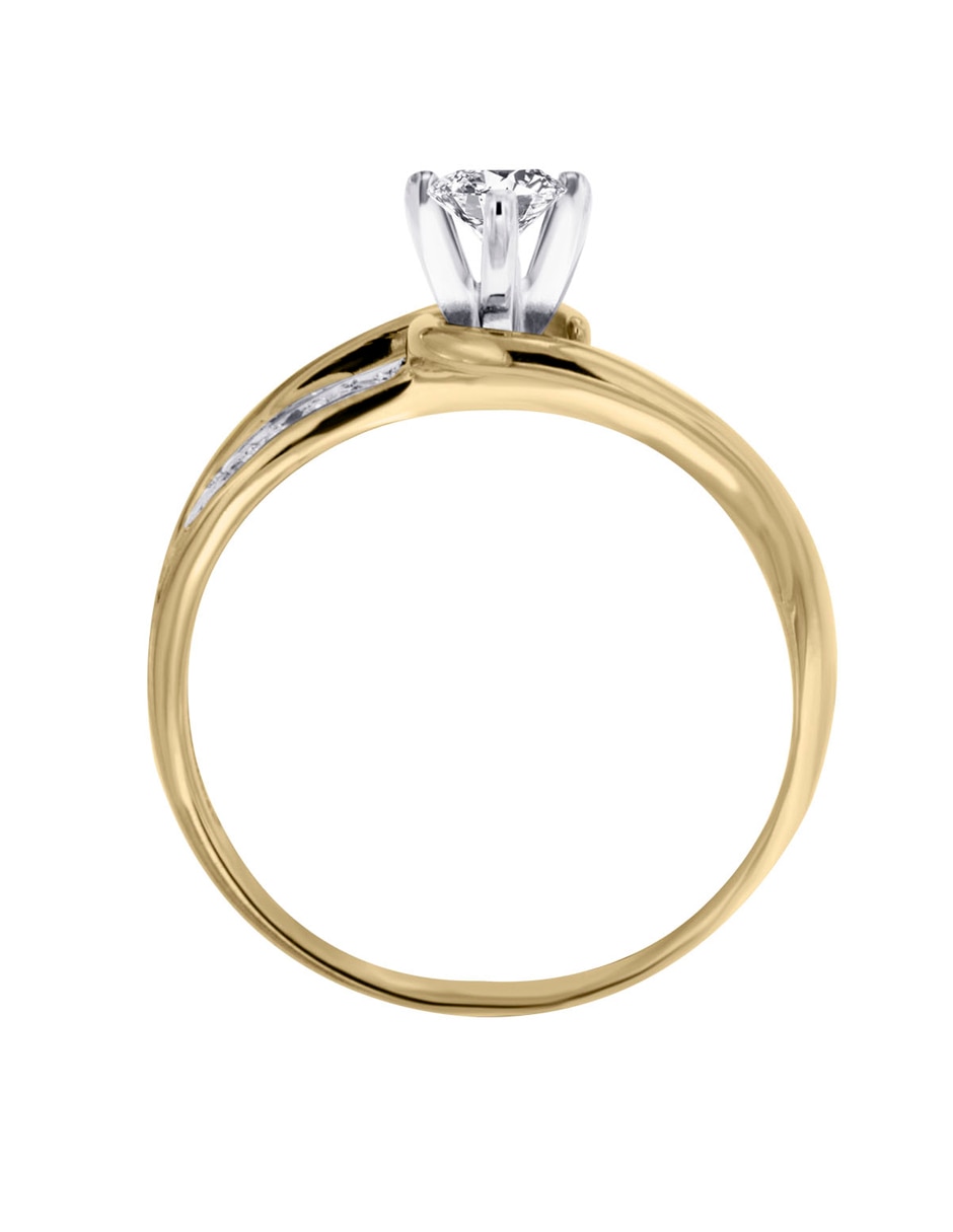 Solitario de oro 14 k Amber diamante 4