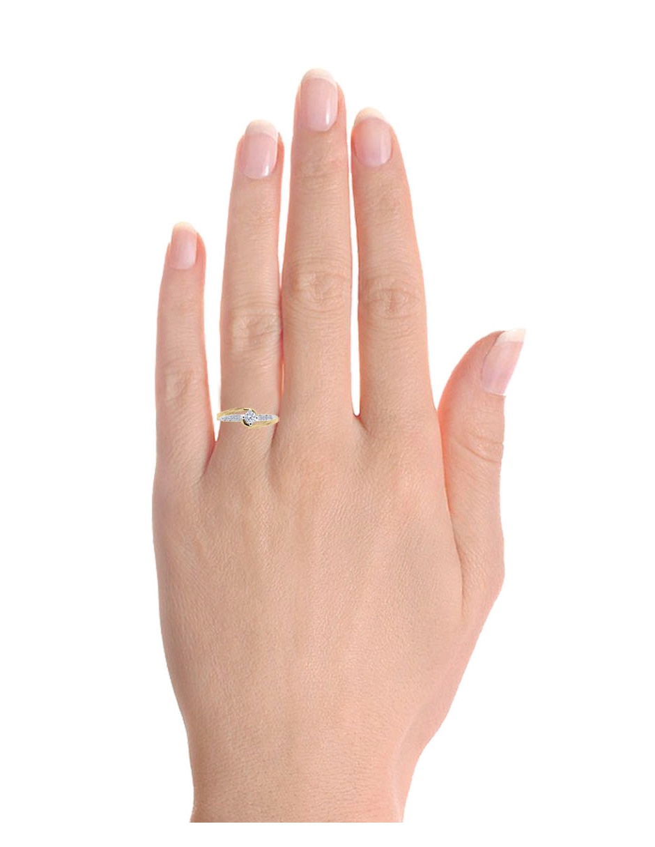 Solitario de oro 14 k Amber diamante 5