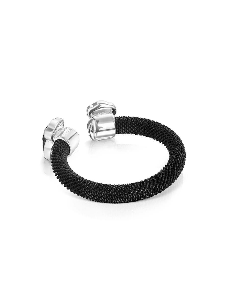 Anillo de oso Icon Mesh P 925 de plata ónix liso