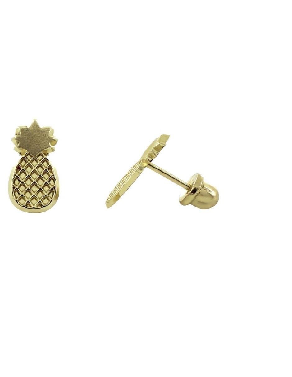 Broqueles de oro amarillo 14 K con acabado brillante zirconia 3