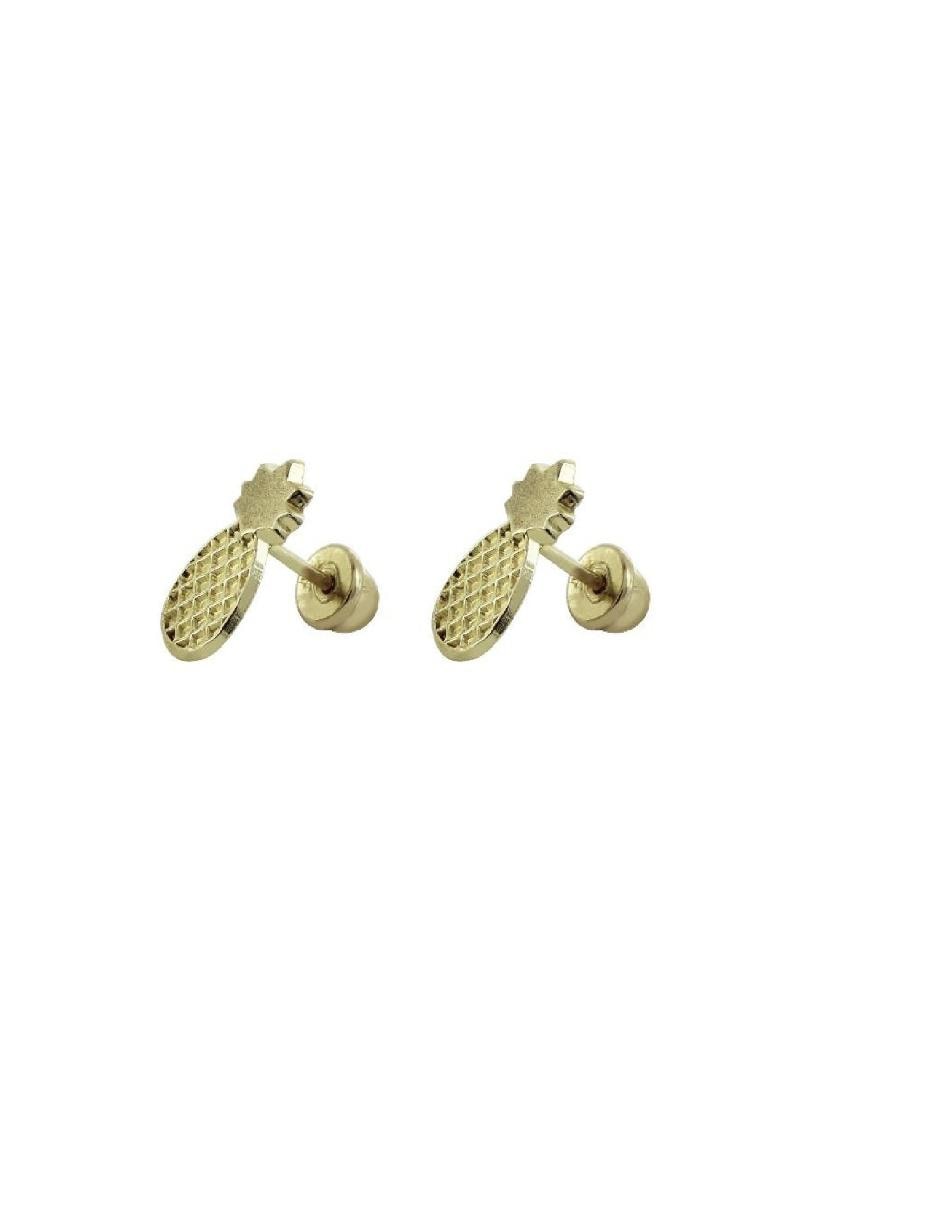 Broqueles de oro amarillo 14 K con acabado brillante zirconia