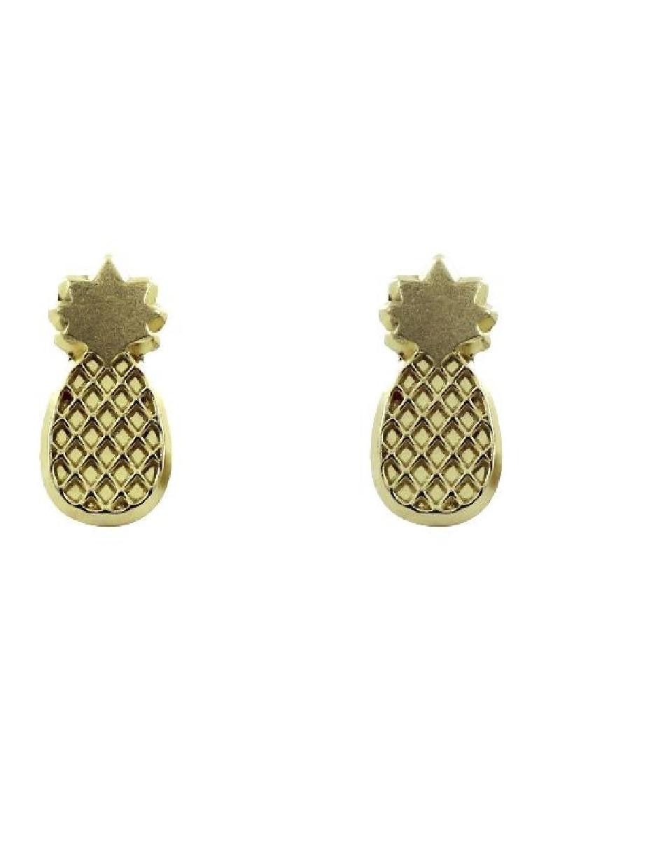 Broqueles de oro amarillo 14 K con acabado brillante zirconia 1