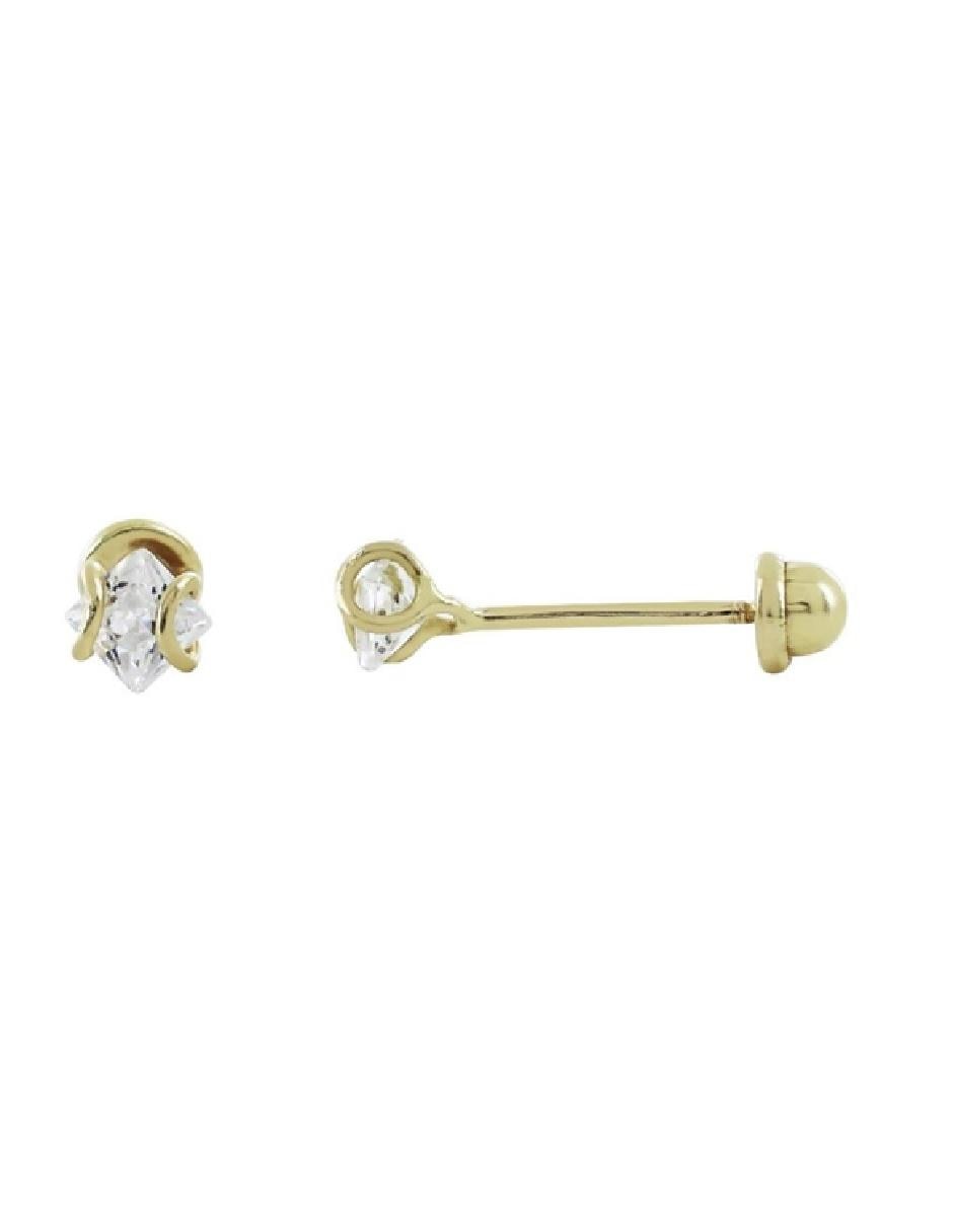 Broqueles de oro amarillo 14 K con acabado pavé zirconia