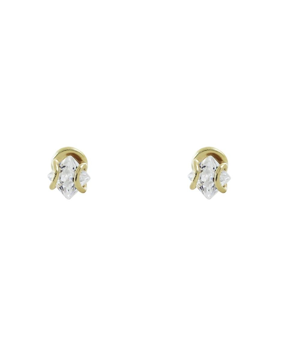 Broqueles de oro amarillo 14 K con acabado pavé zirconia 1