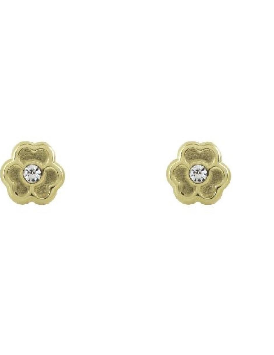 Broqueles de trébol de oro blanco 14 K con acabado brillante 1