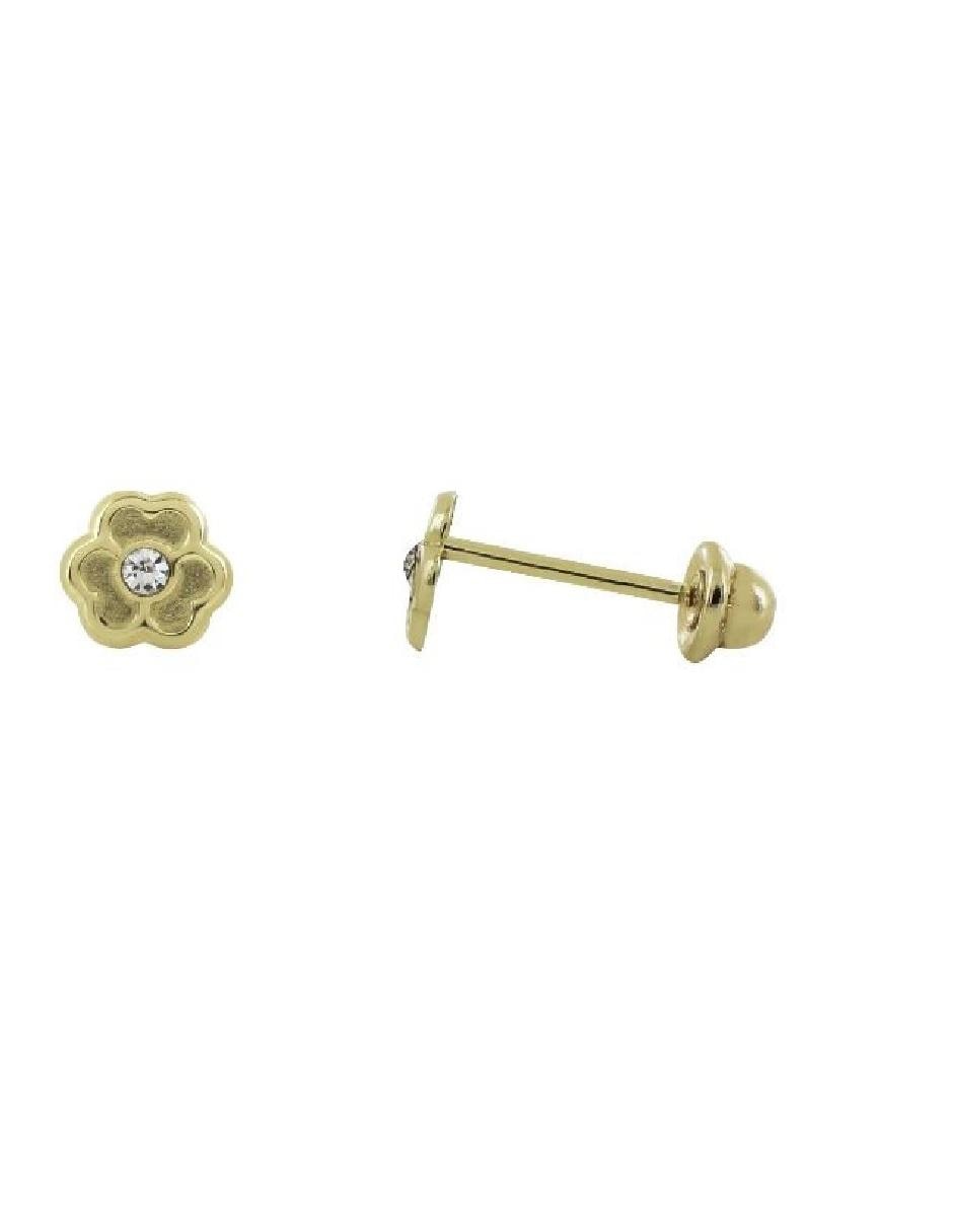 Broqueles de trébol de oro blanco 14 K con acabado brillante 2