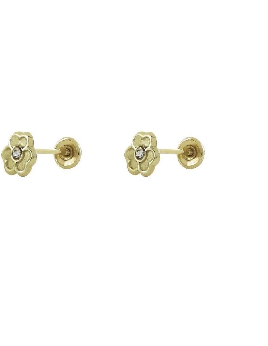 Broqueles de trébol de oro blanco 14 K con acabado brillante 3