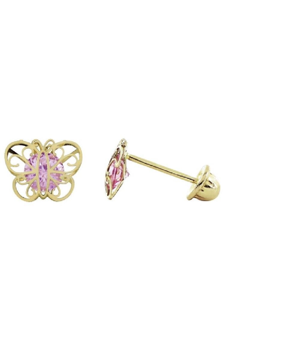 Broqueles de mariposa de oro amarillo 14 K con acabado brillante 2