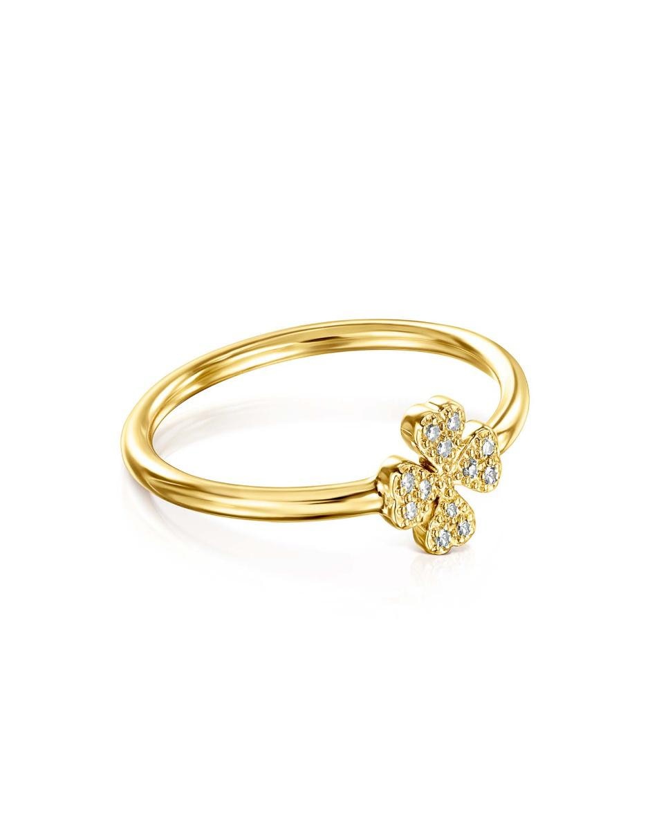 Anillo de flor Good Vibes 18 k de oro diamante lustre