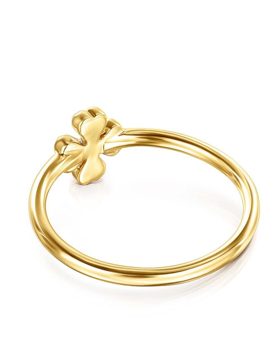 Anillo de flor Good Vibes 18 k de oro diamante lustre
