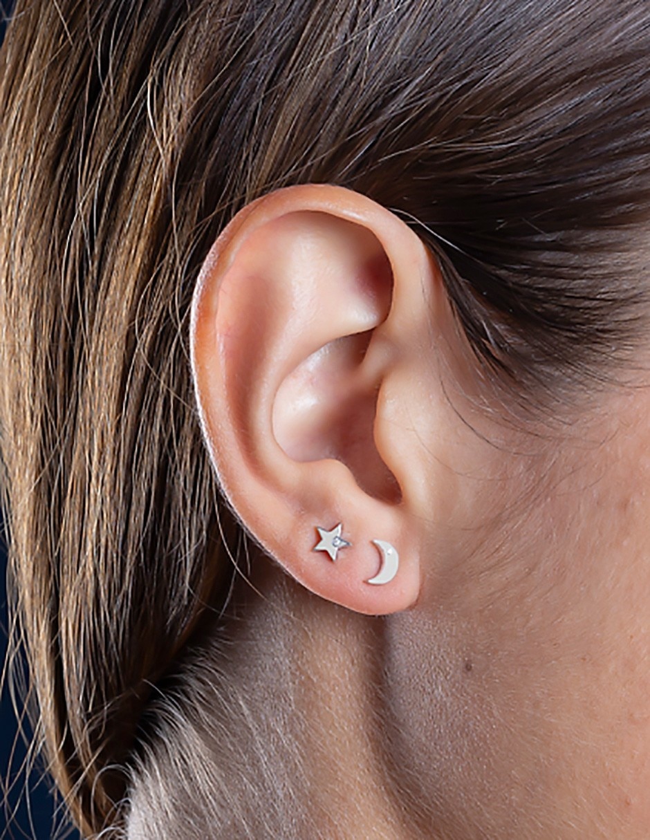 Broqueles de oro blanco 14 K con acabado pavé diamante 3