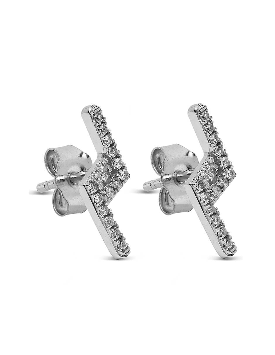 Broqueles de oro blanco 14 K con acabado pavé diamante 2