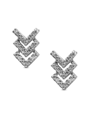 Broqueles de oro blanco 14 K con acabado pavé diamante 1