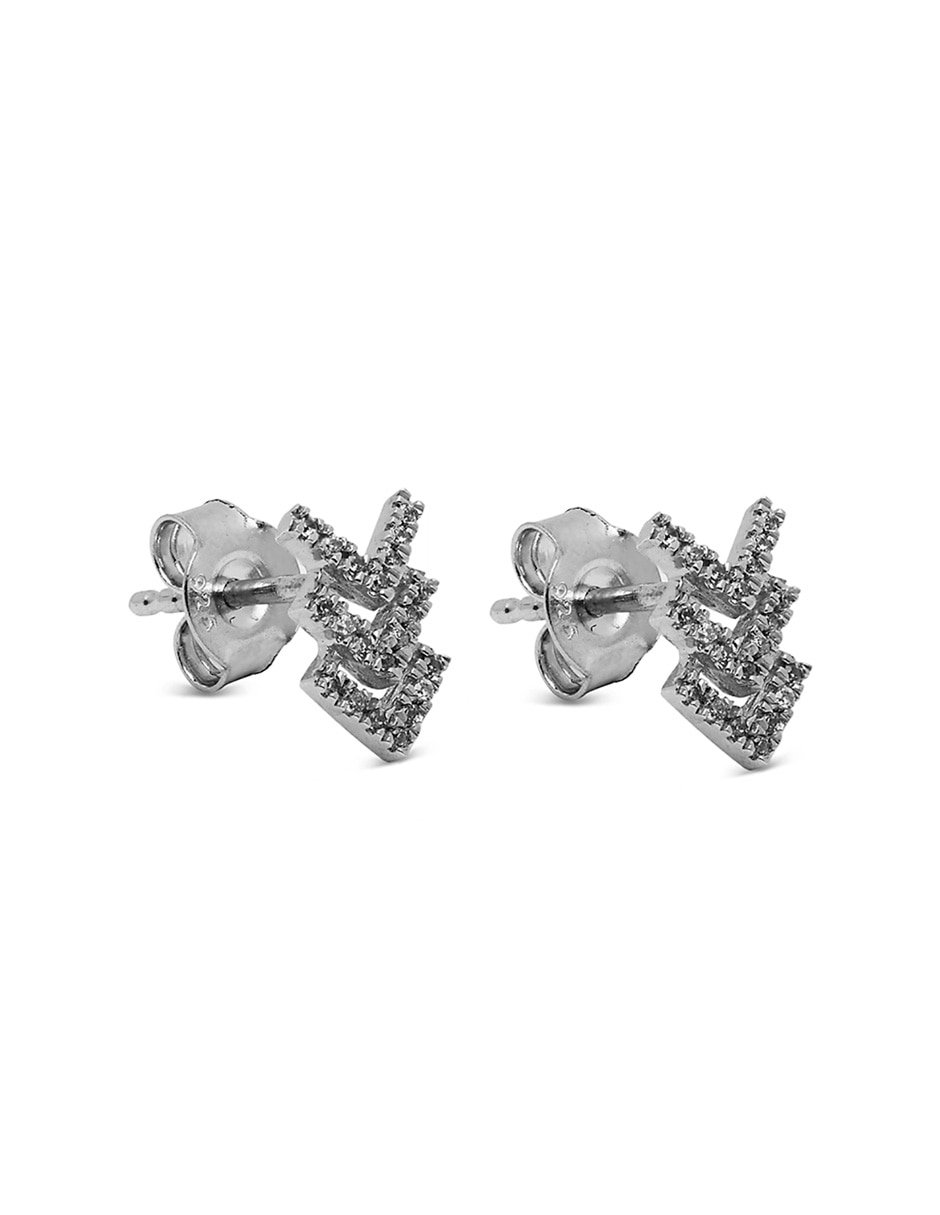 Broqueles de oro blanco 14 K con acabado pavé diamante 2