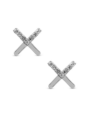 Aretes de oro blanco 14 K con acabado pavé diamante