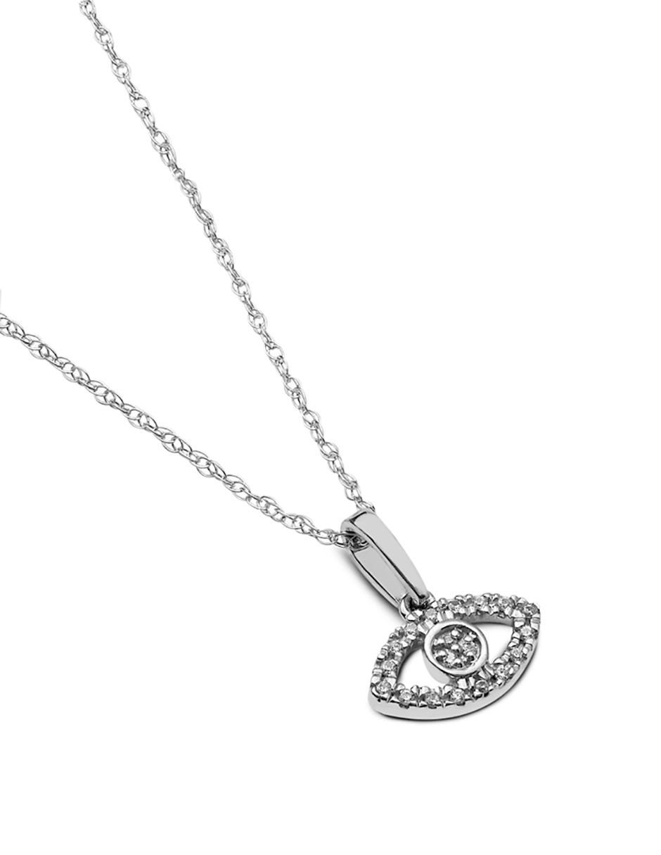 Dije de ojo Jayda Aura de oro blanco 14 K diamante