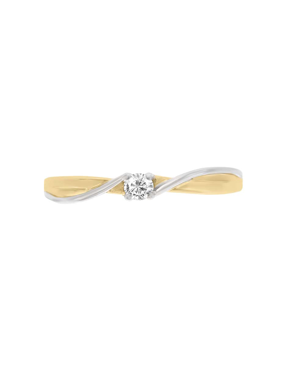 Solitario de oro blanco 14 k Cora diamante 3