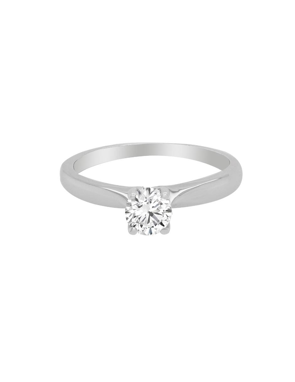 Solitario de oro blanco 14 k diamante
