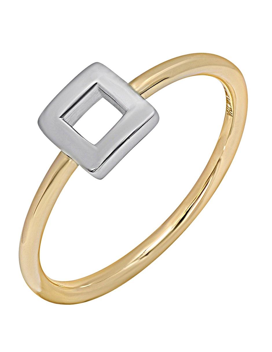 Anillo cuadrado 14 k de oro amarillo brillante