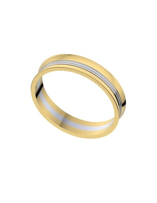 Anillo redondo 14 k de oro amarillo brillante
