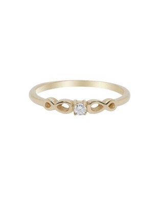 Anillo 14 k de oro amarillo diamante brillante