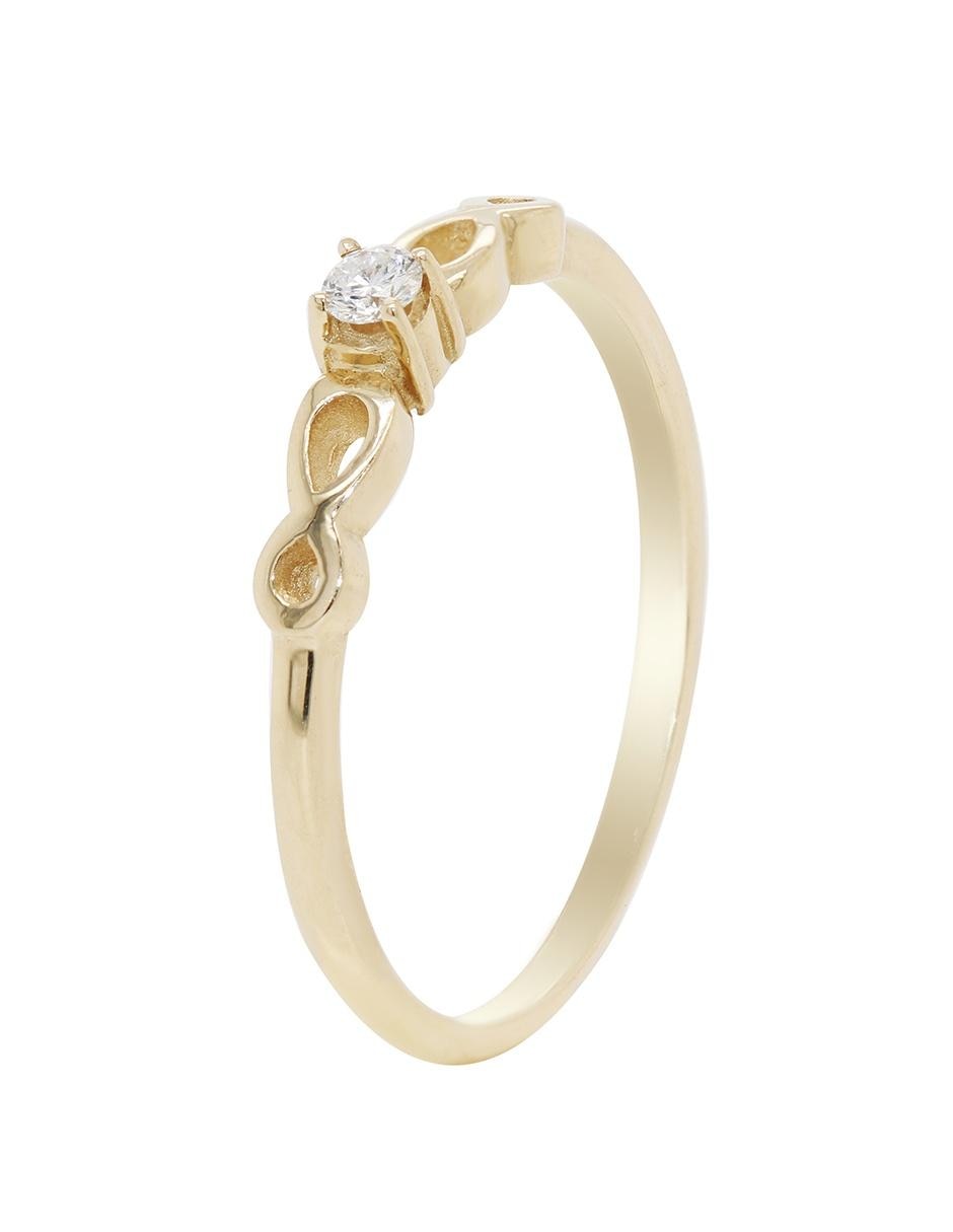 Anillo 14 k de oro amarillo diamante brillante