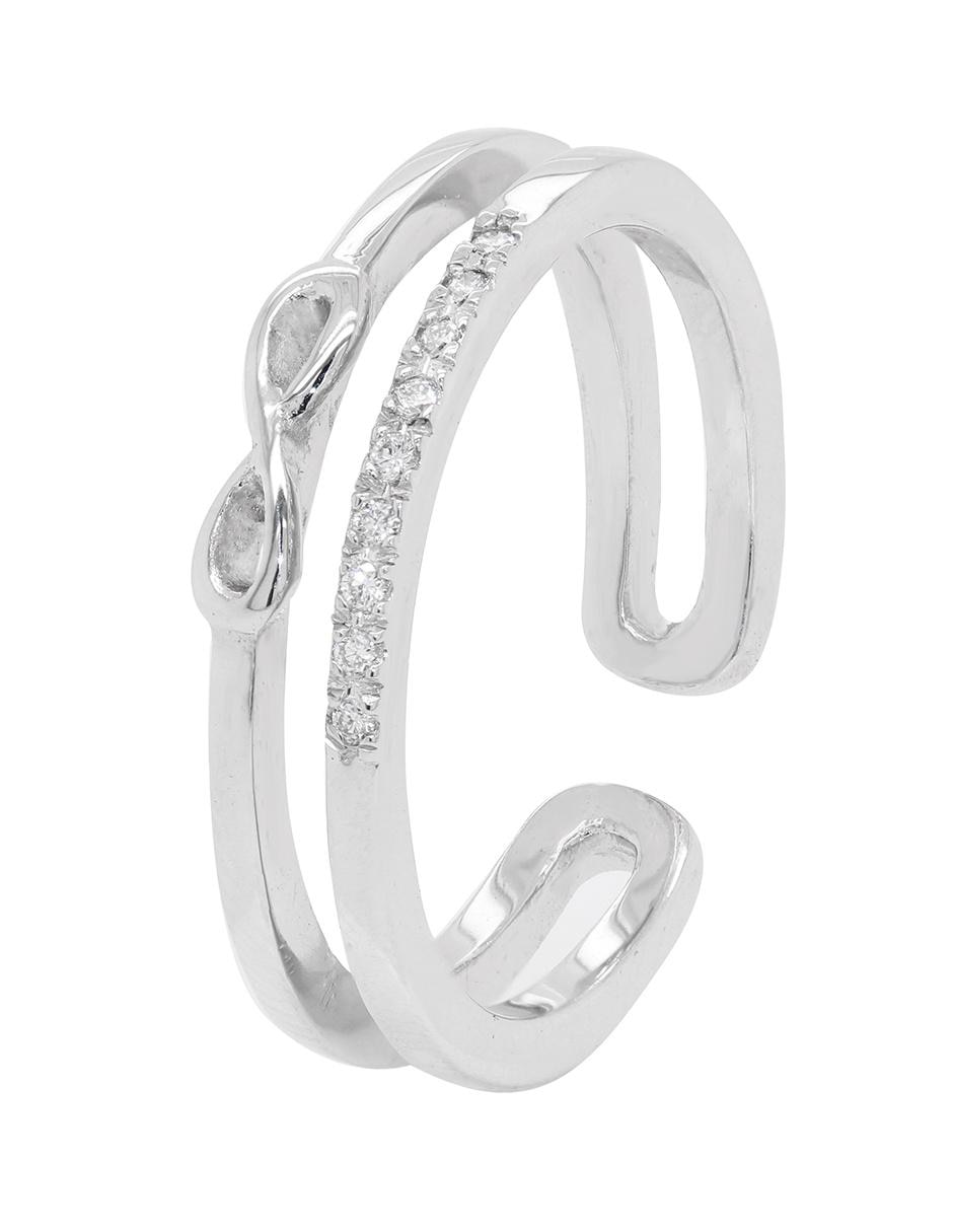 Anillo 14 k de oro blanco diamante brillante
